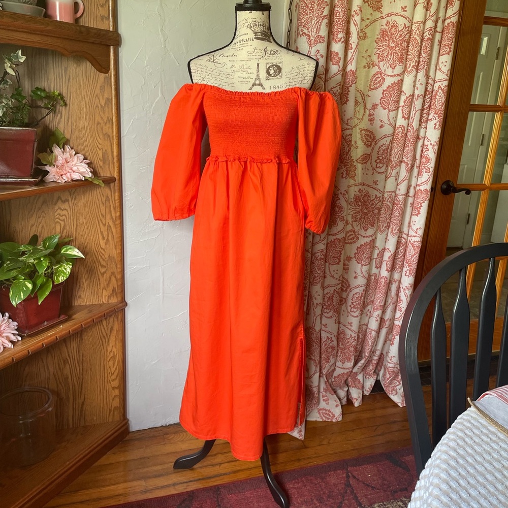 Free Assembly Womens Smocked Midi Dress Size S - Picture 1 of 15